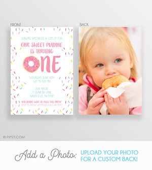 Donut First Birthday Invitations Pink (DIY Printable)