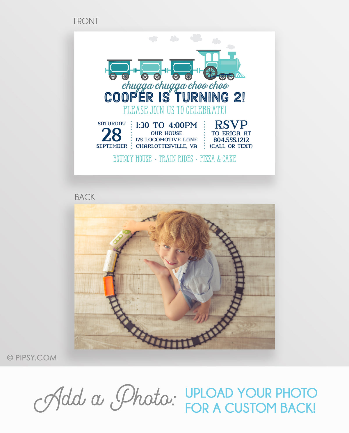 Train Invitation Blue (DIY Printable) - Pipsy