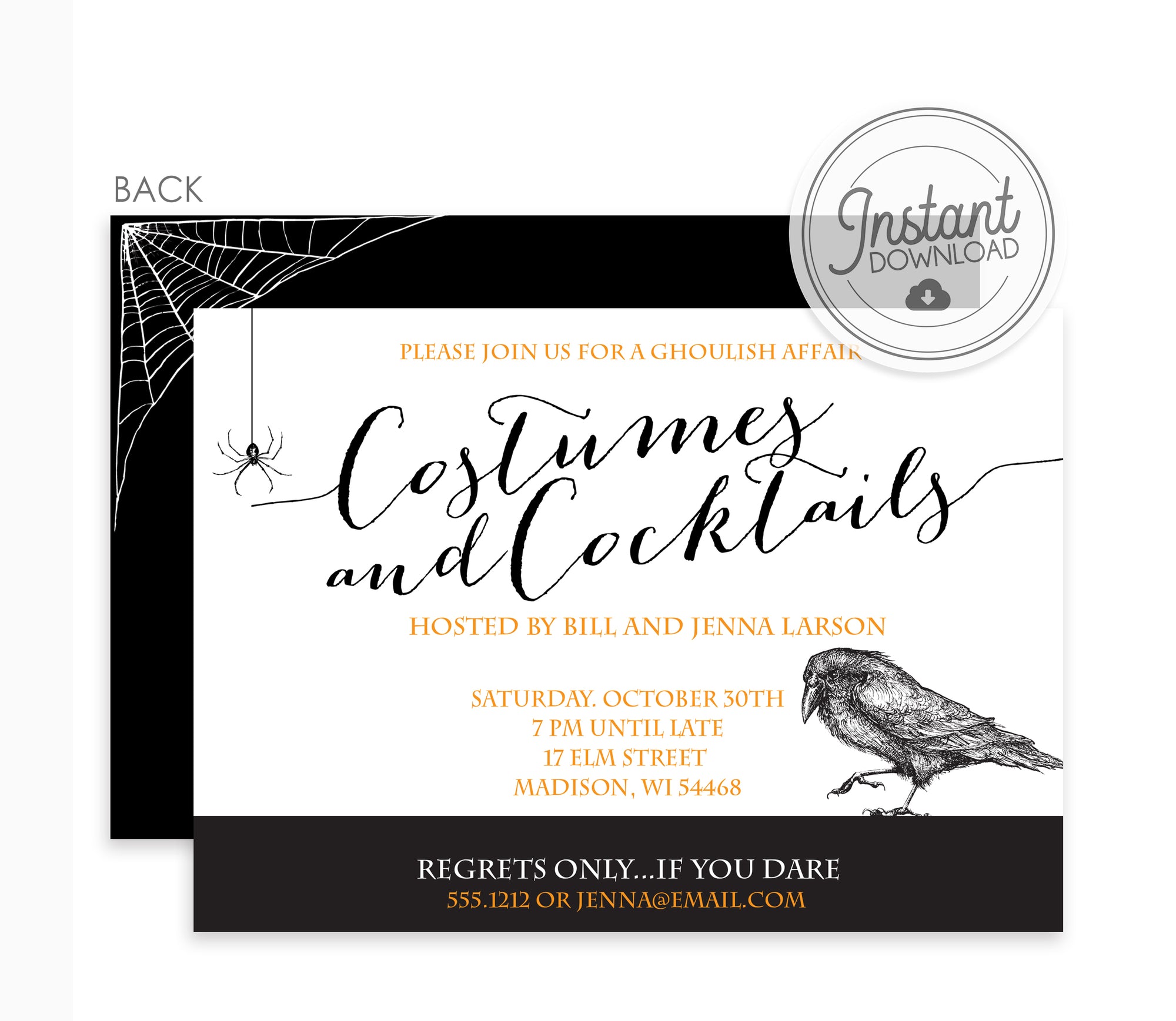 Costumes and Cocktails Halloween Party Invitation | Instant Download DIY | PIPSY.COM