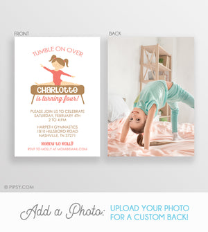 Gymnastics Girl Invitations Coral (DIY Printable)