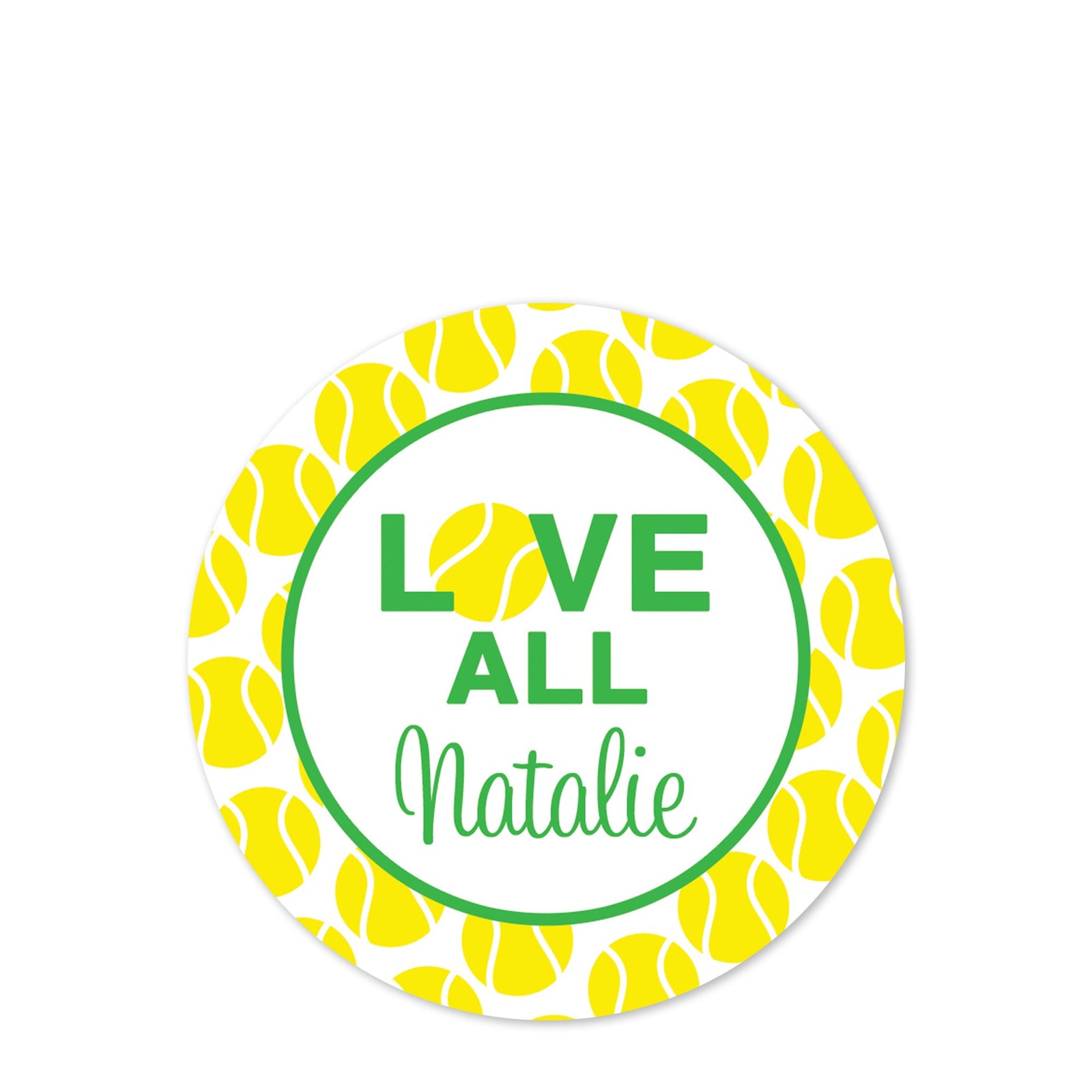 Tennis | Love all | Valentine's Day sticker | 2.5" Round Valentine's Day Sticker for candy bag | Classroom Party | Personalized stickers | PIPSY.COM