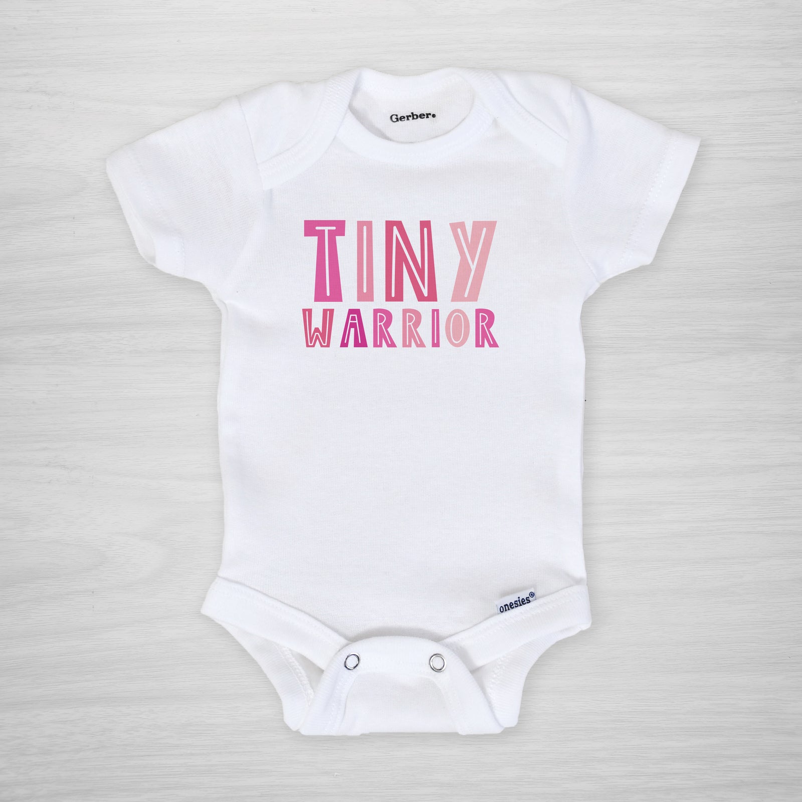 Tiny Warrior Onesie® - for your little NICU hospital fighter, pink girl, long sleeved