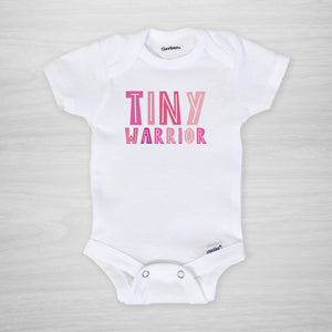 Tiny Warrior Onesie® - for your little NICU hospital fighter, pink girl, short sleeved