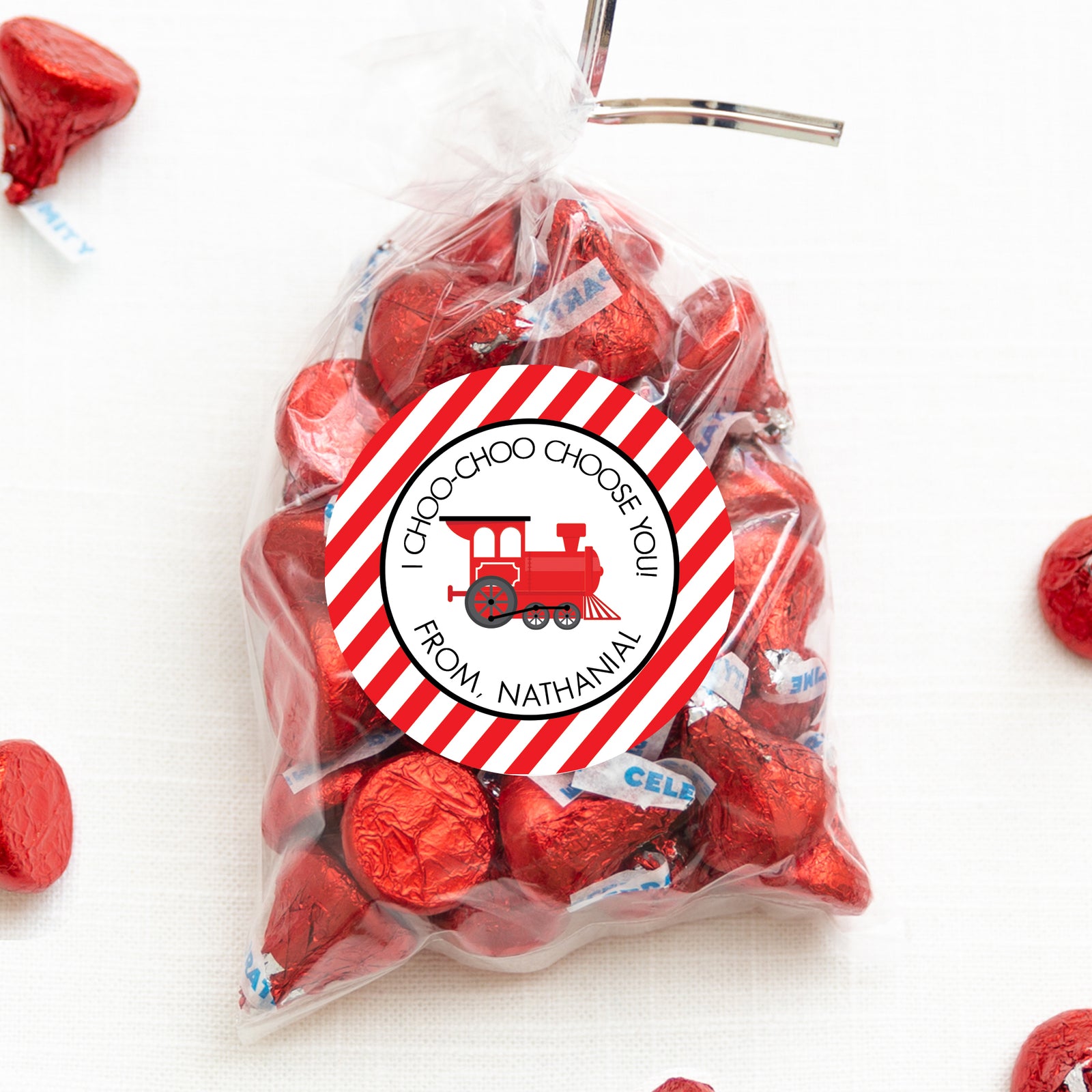 Valentine Class Sticker "a little somethin' sweet"| 2.5" Round Valentine's Day Sticker for candy bag | Classroom Party | Personalized stickers | PIPSY.COM