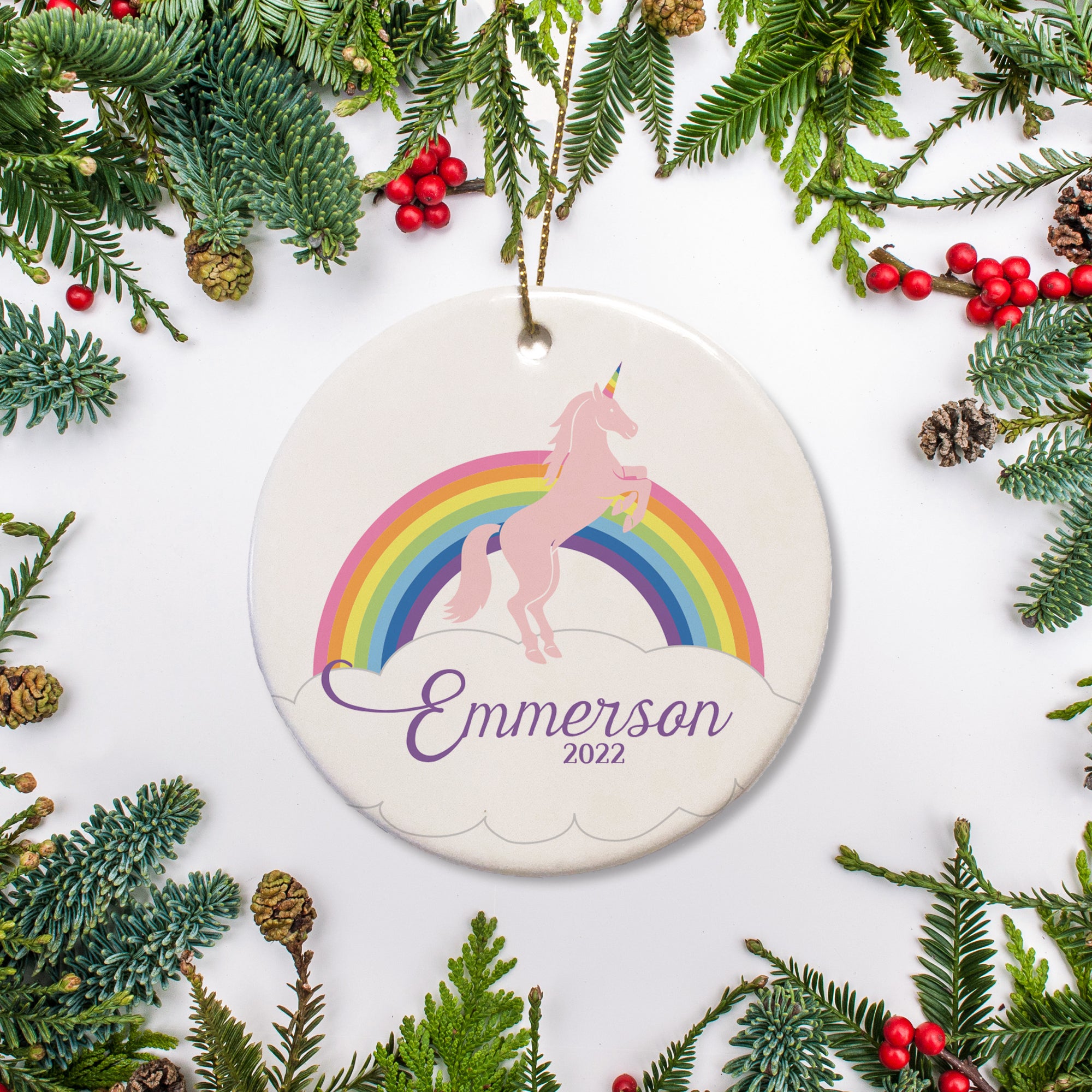 Unicorns and Rainbows | personalized Ornament | Pipsy.com