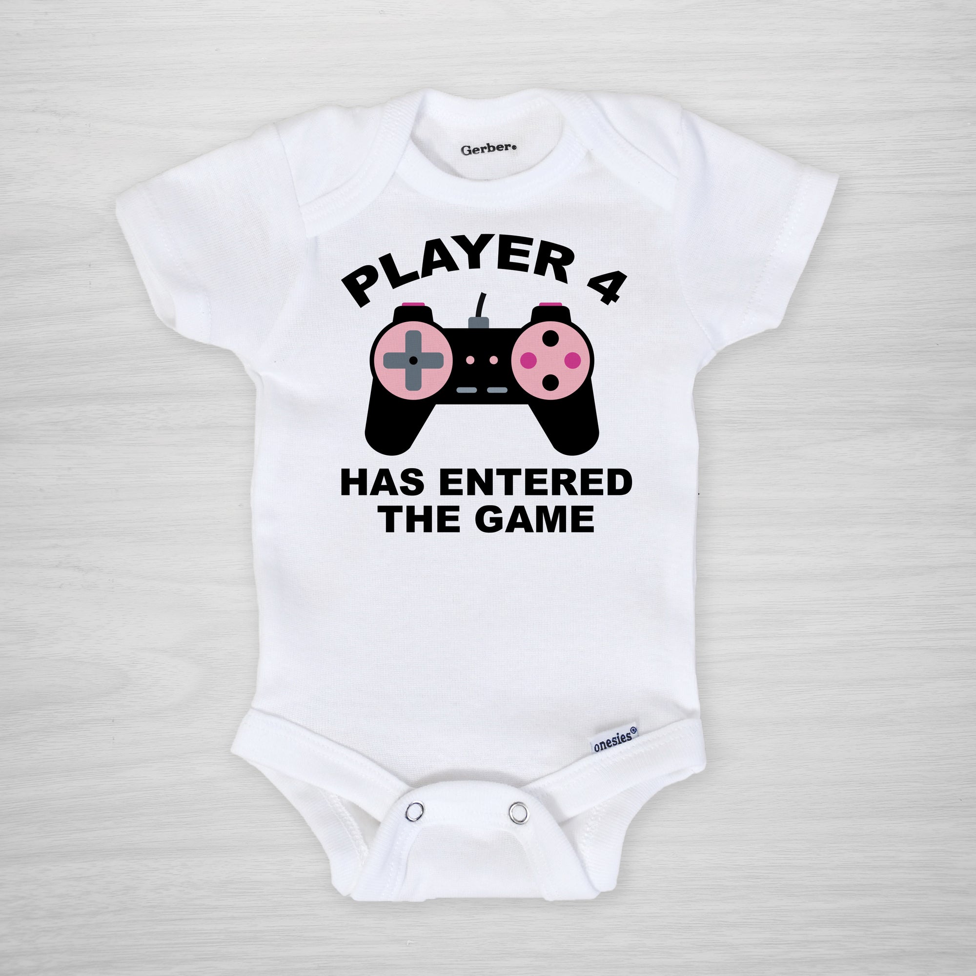 Player 4 Has Entered the Game Onesie, Pink Video Game Controller, Long sleeved