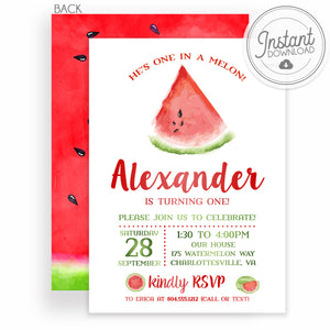 He's one in a Melon Watermelon Birthday Invitation | PIPSY.COM