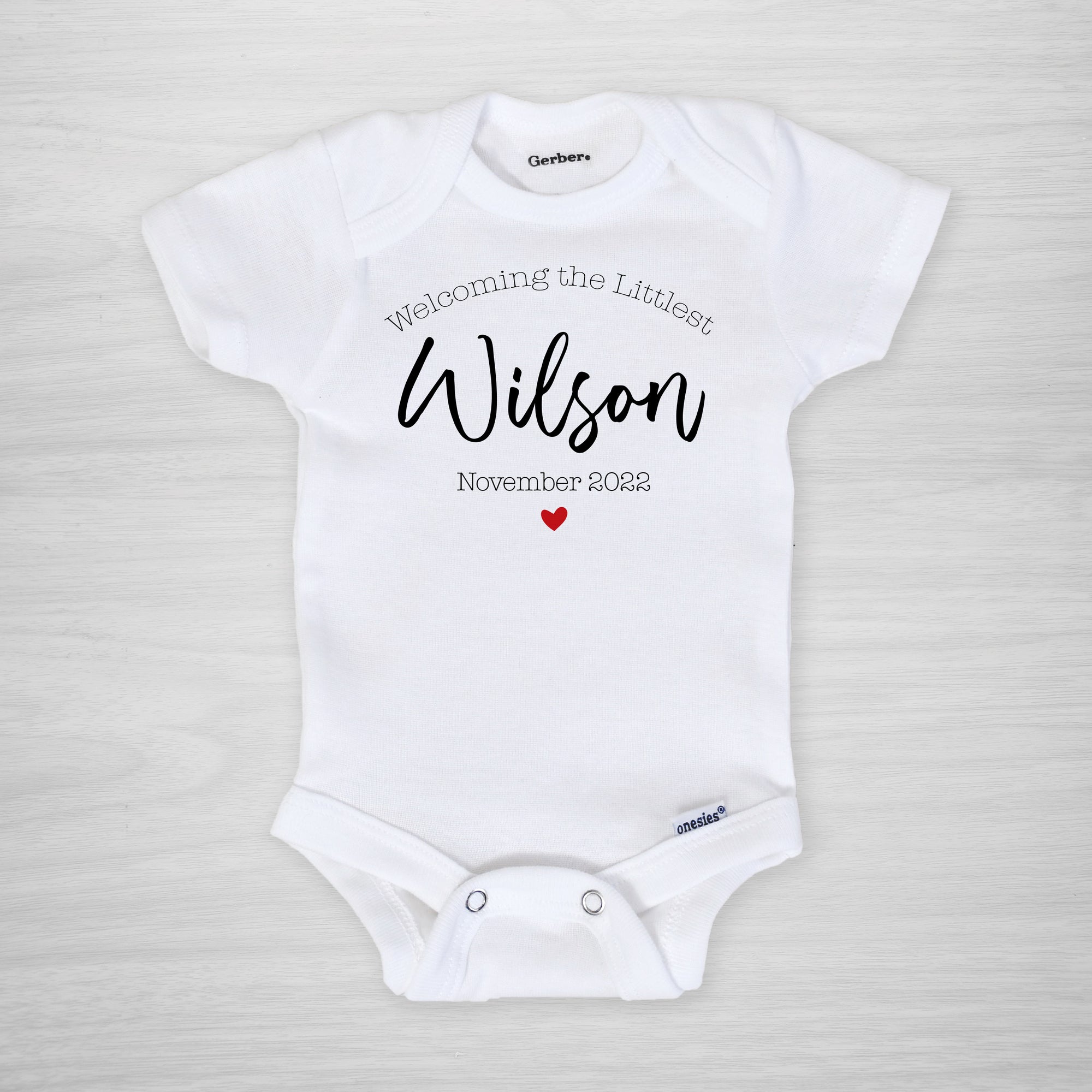 Pregnancy Announcement Onesie, Personalized, "Welcoming the Littlest", Short Sleeved