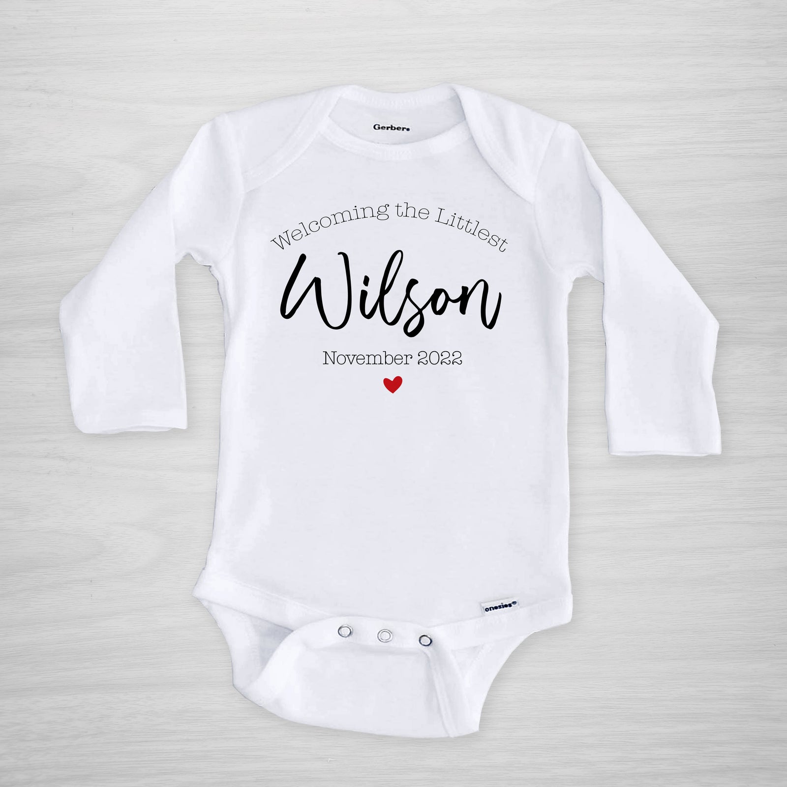 Pregnancy Announcement Onesie, Personalized, "Welcoming the Littlest", Short Sleeved