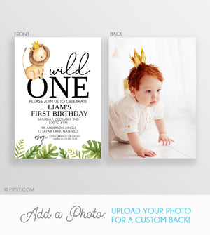 Wild ONE first birthday invitation, DIY Instant dowload using Templett, PIPSY.COM, add a photo to the back