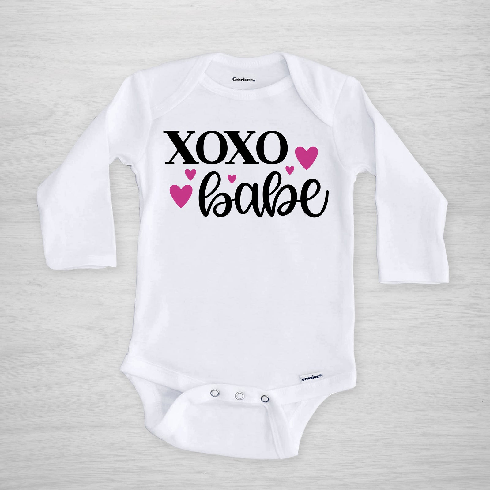 XOXO Babe Gerber Onesie for Valentine's Day, Long Sleeved