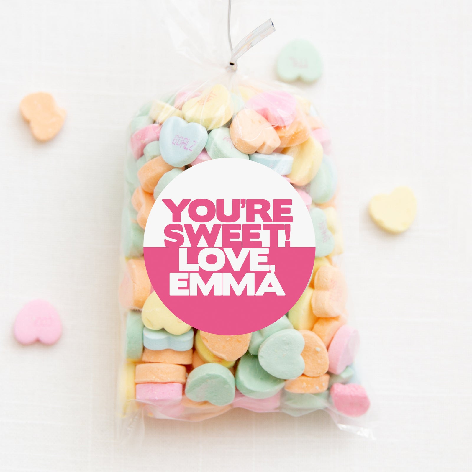 You're Sweet! Valentine's Day Class Stickers | 2.5" Round Valentine's Day Sticker for candy bag | Classroom Party | Personalized stickers | PIPSY.COM