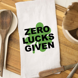 St. Patrick's Day Tea Towel, Zero Lucks Given, PIPSY.COM (100% cotton, made in the USA)
