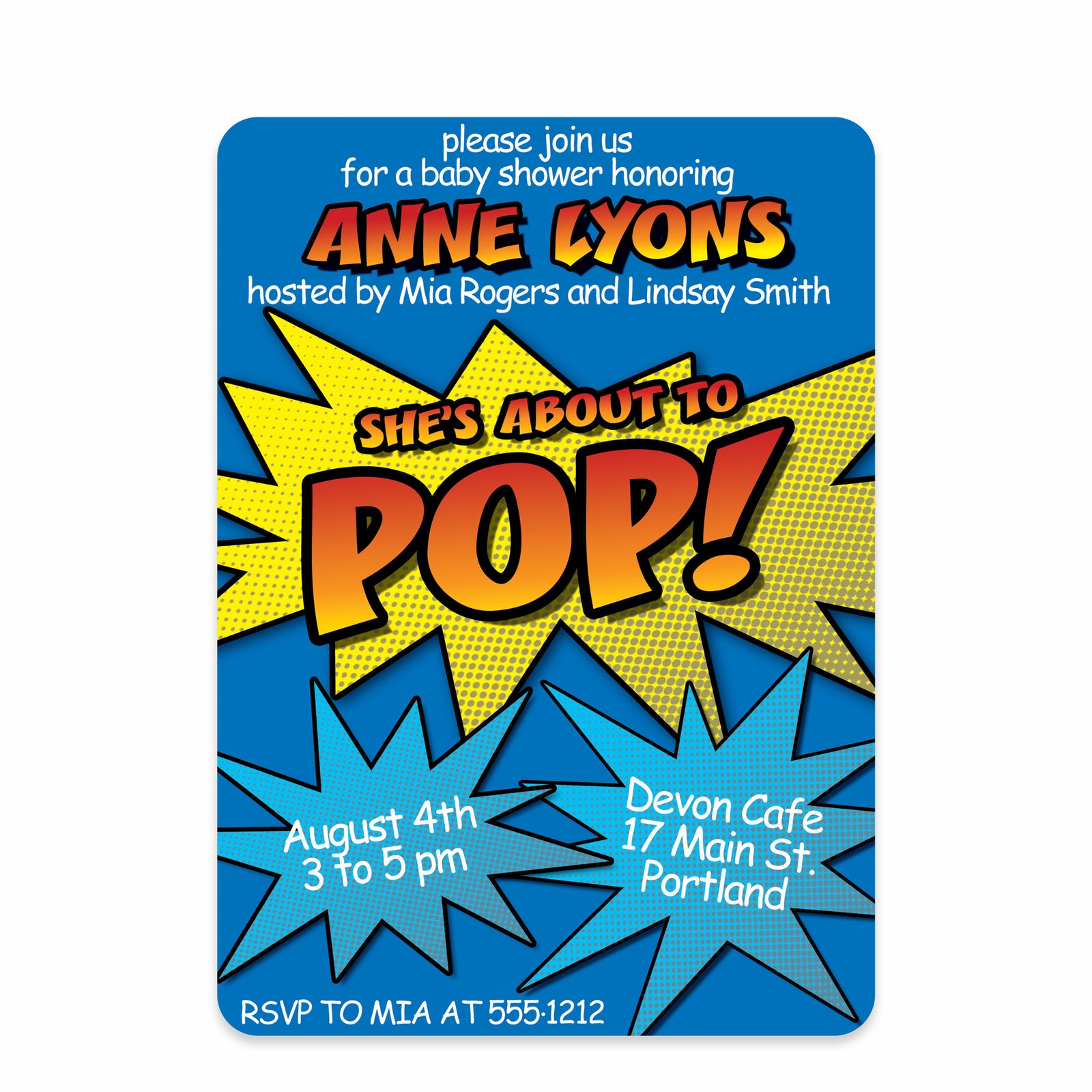 About To Pop Baby Shower Invitation, Blue (Printed)