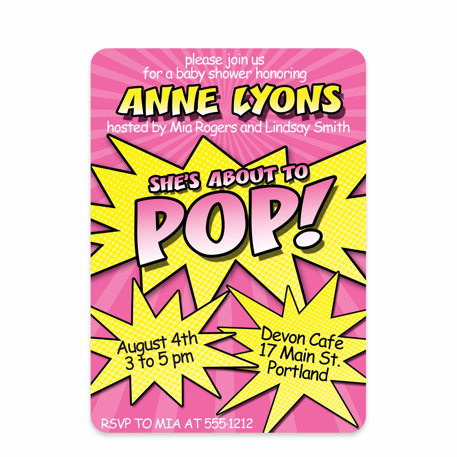 About To Pop Baby Shower Invitation, Pink (Printed)