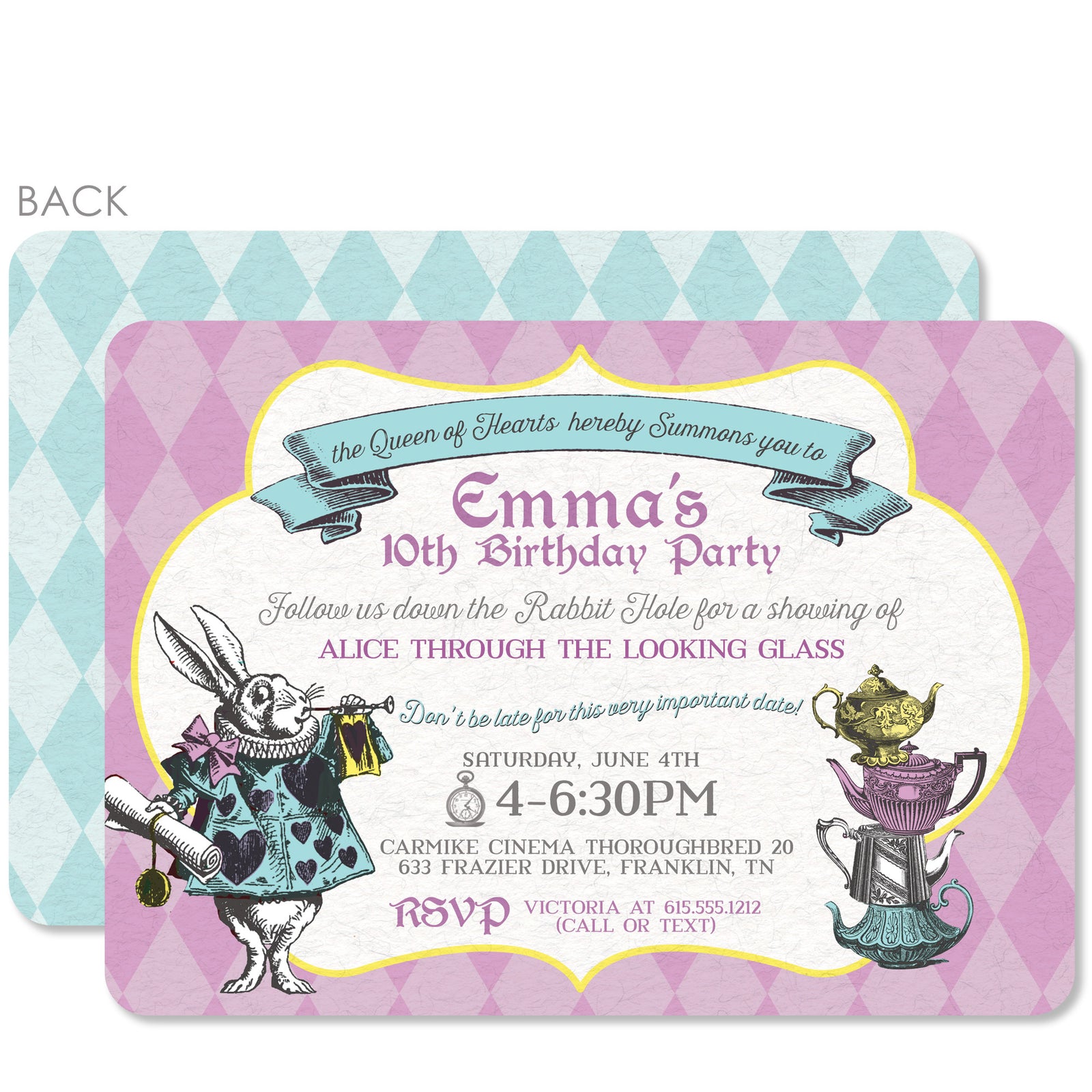 Alice in Wonderland Birthday Invitation | Swanky Press