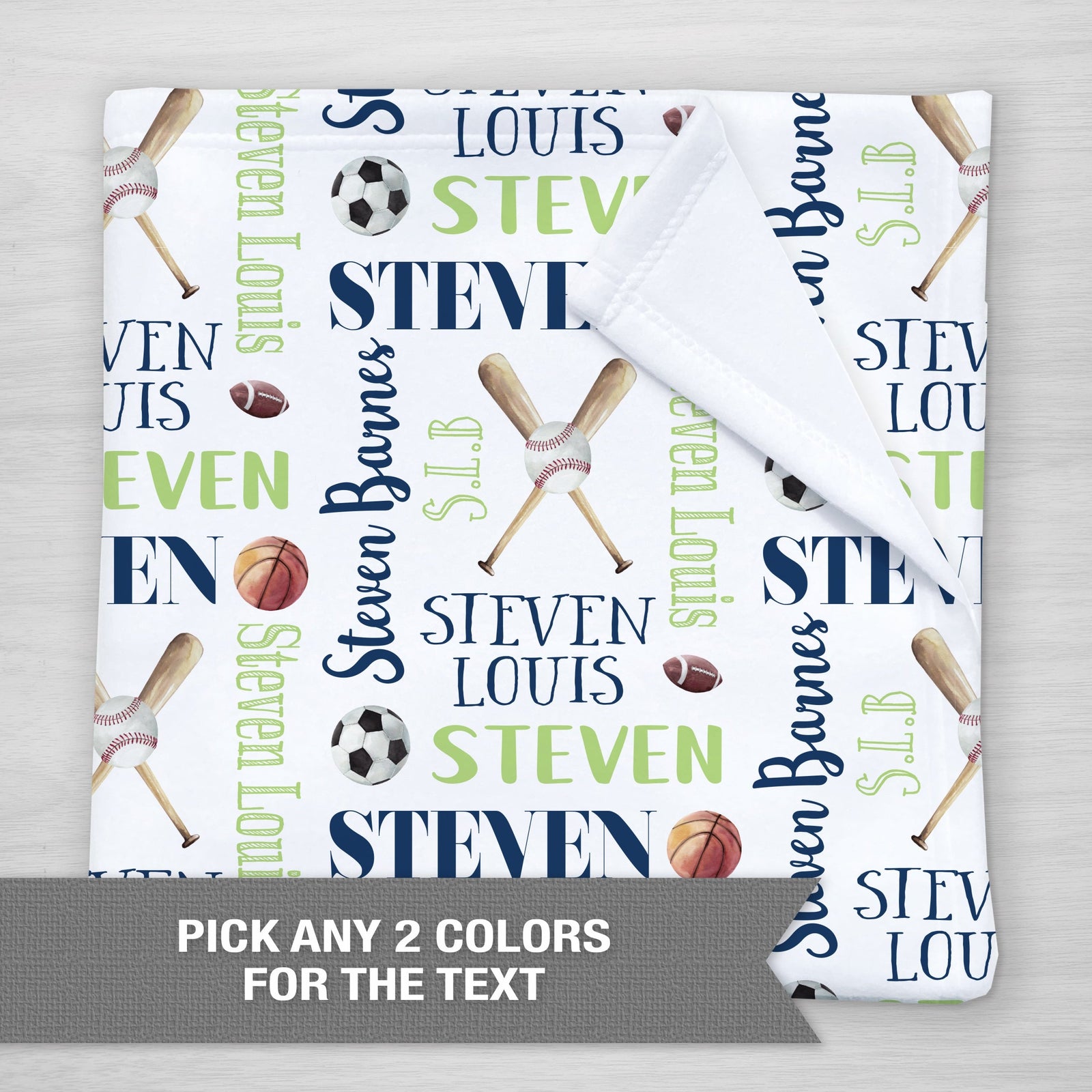 Sports Themed Personalized Blanket, choose your colors
