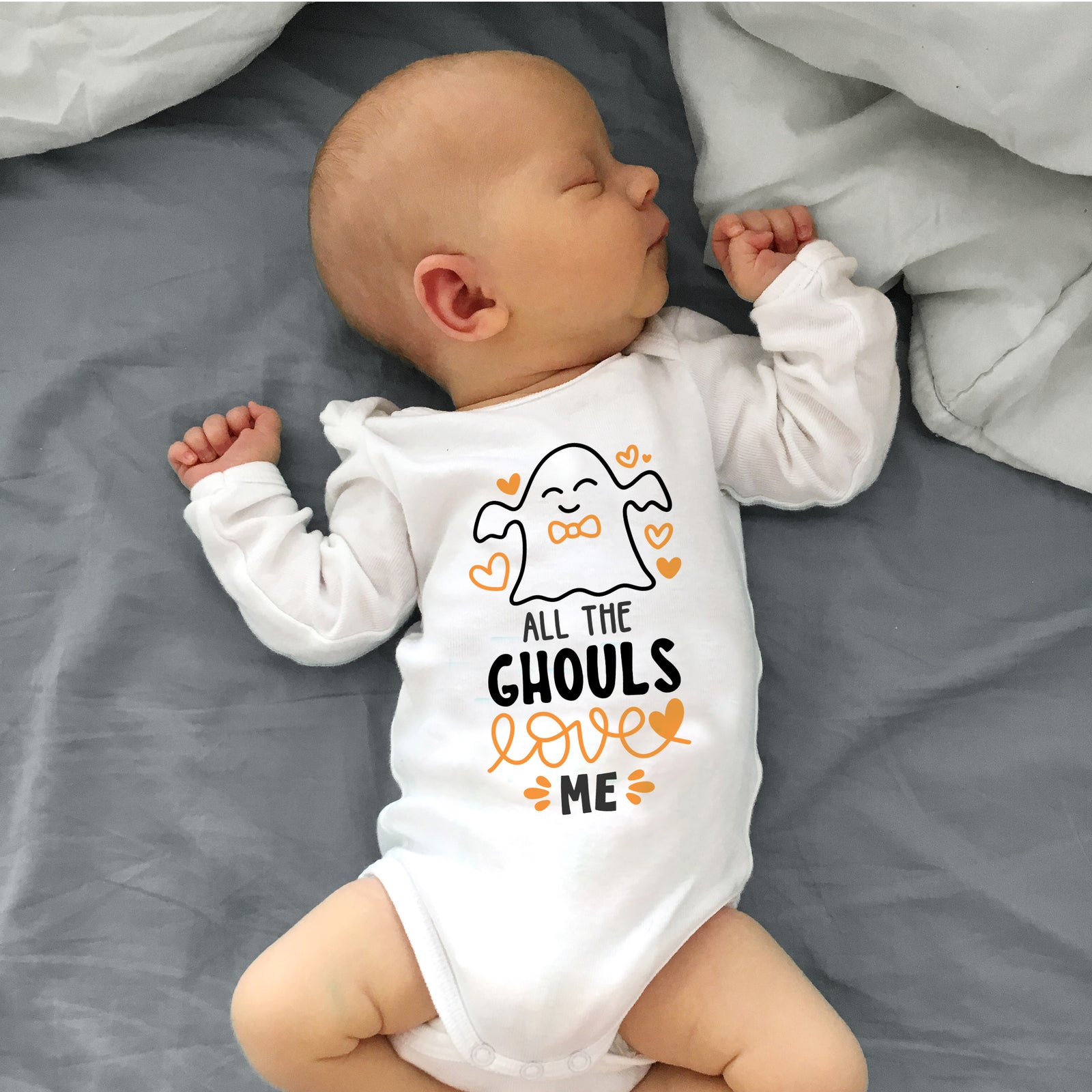 All the Ghouls Love Me Halloween Gerber Onesie, long sleeved