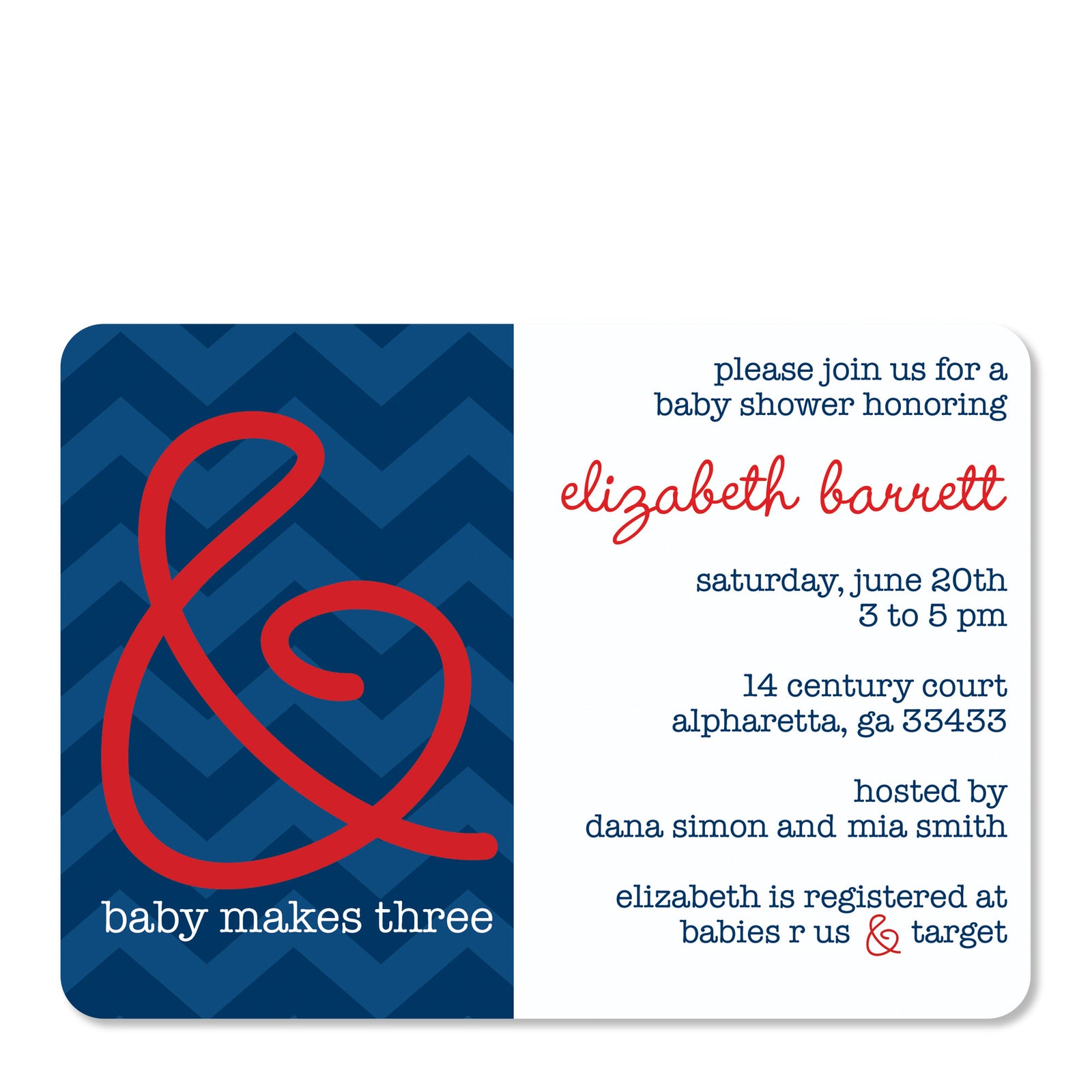 Blue Ampersand Baby Shower Invitation