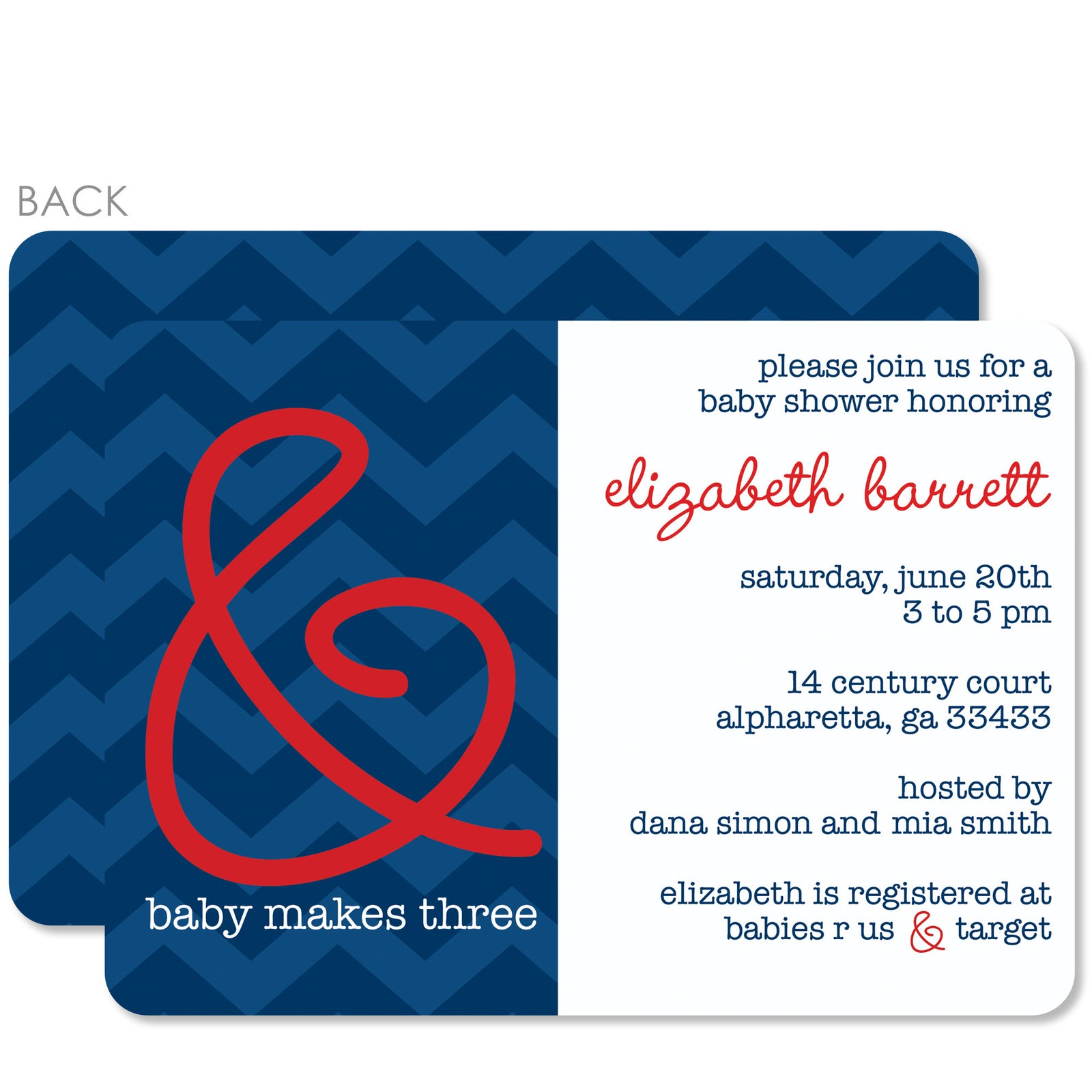 Blue Ampersand Baby Shower Invitation