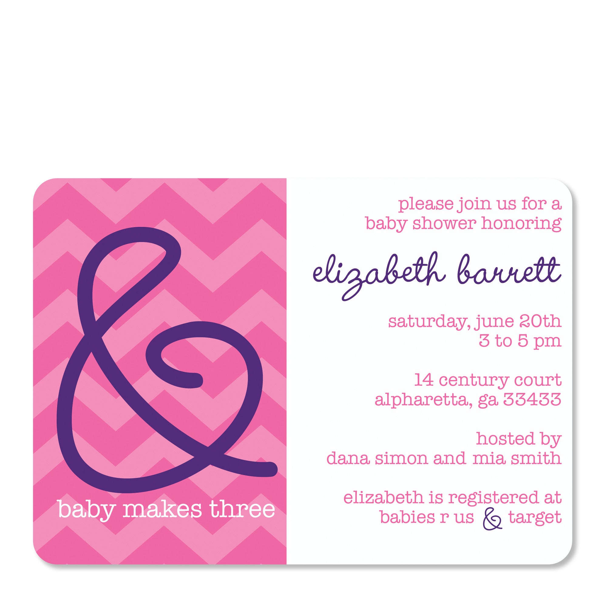 Ampersand Baby Shower Invitation, Pink (Printed)