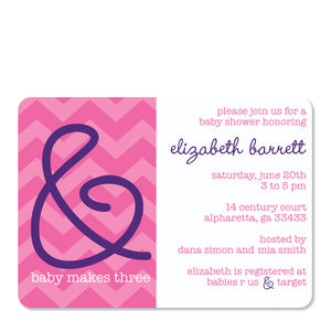 Ampersand Baby Shower Invitation, Pink (Printed)