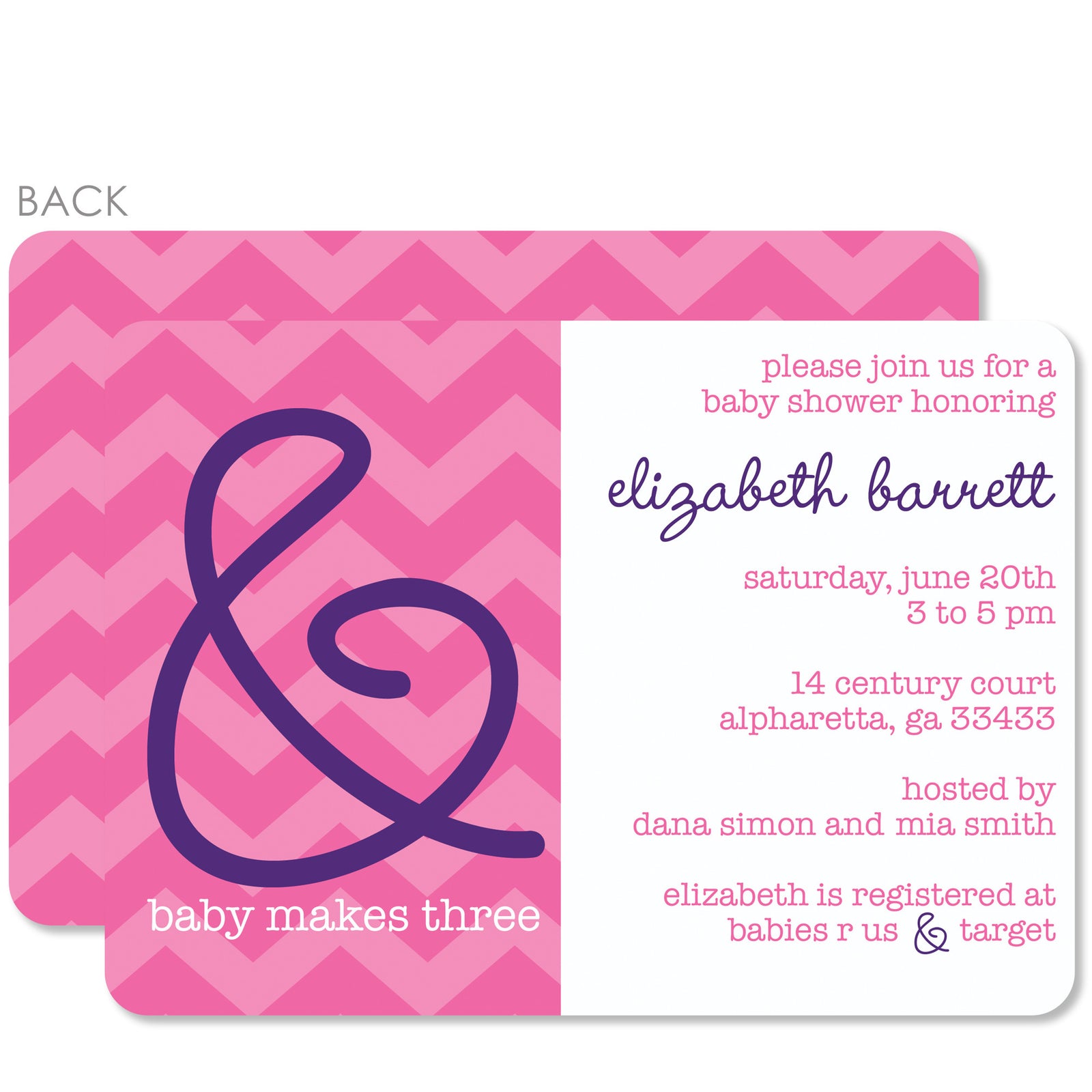 Ampersand Baby Shower Invitation, Pink (Printed)