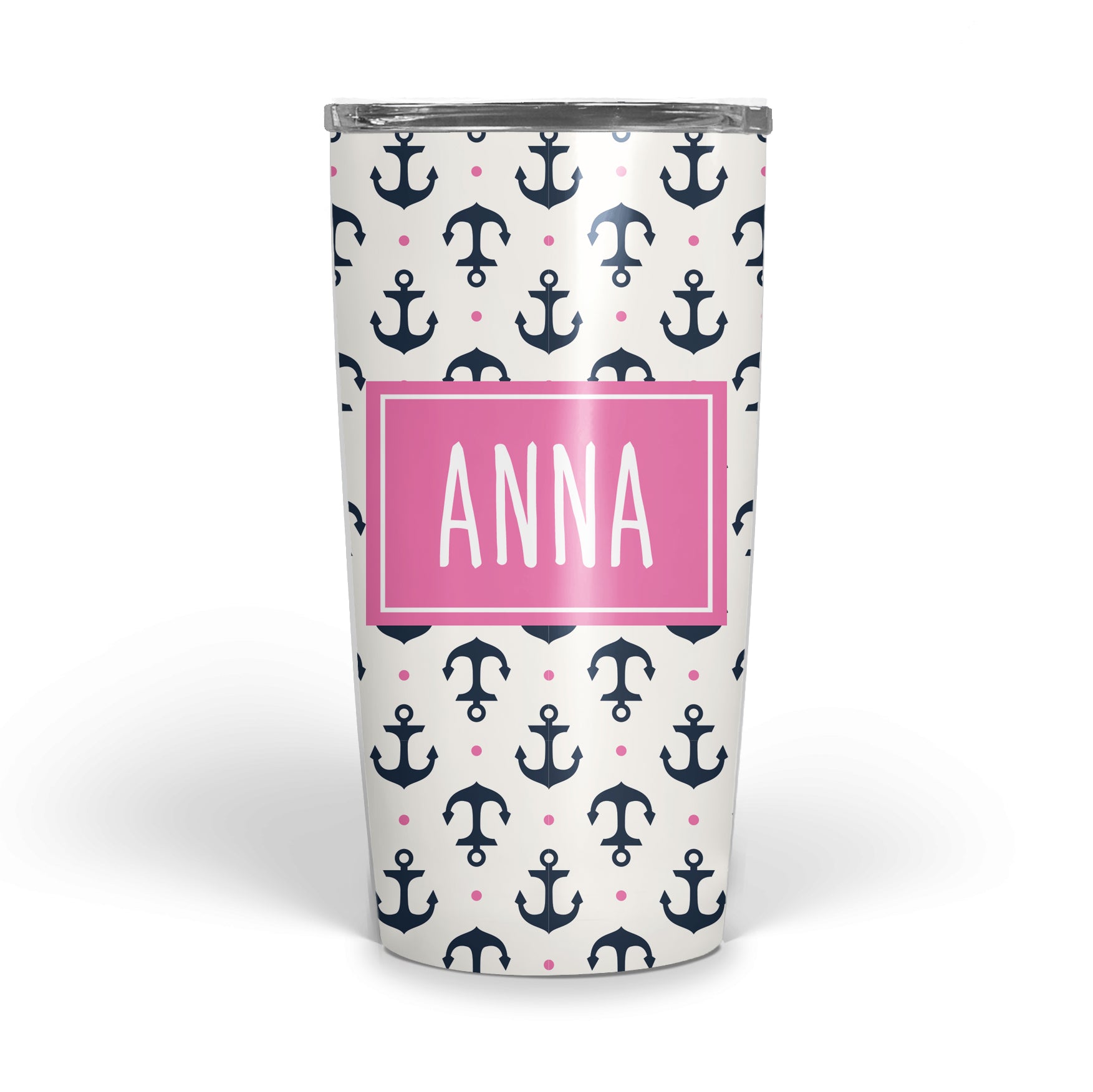 Anchor with navy and hot pink Double Walled Stainless Tumbler (tall)