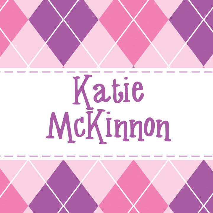 Pink and purple argyle gift tags