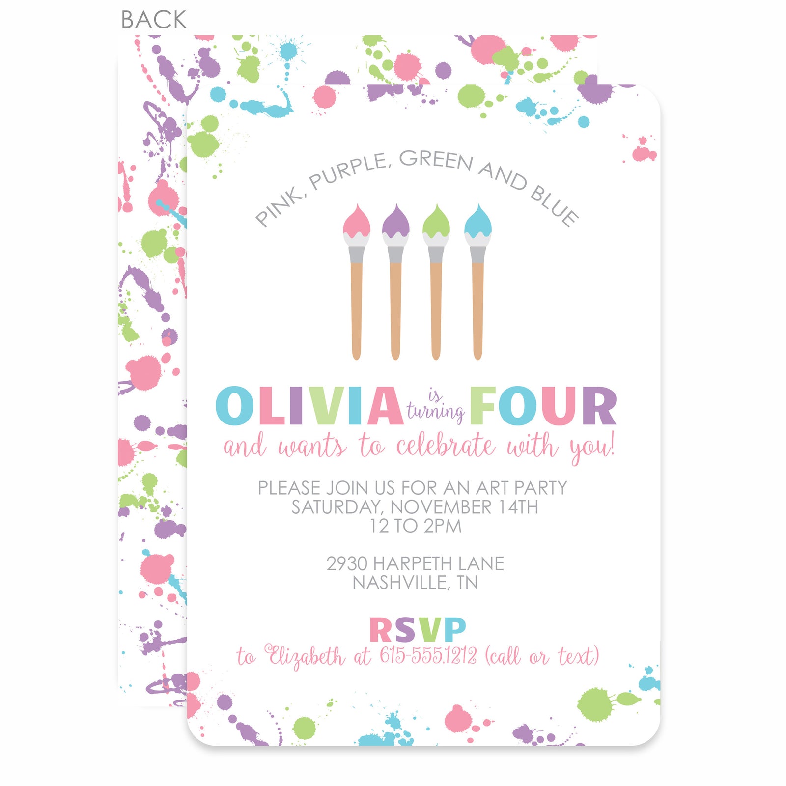 Art Party Paint Brush Invitation | Pipsy.com