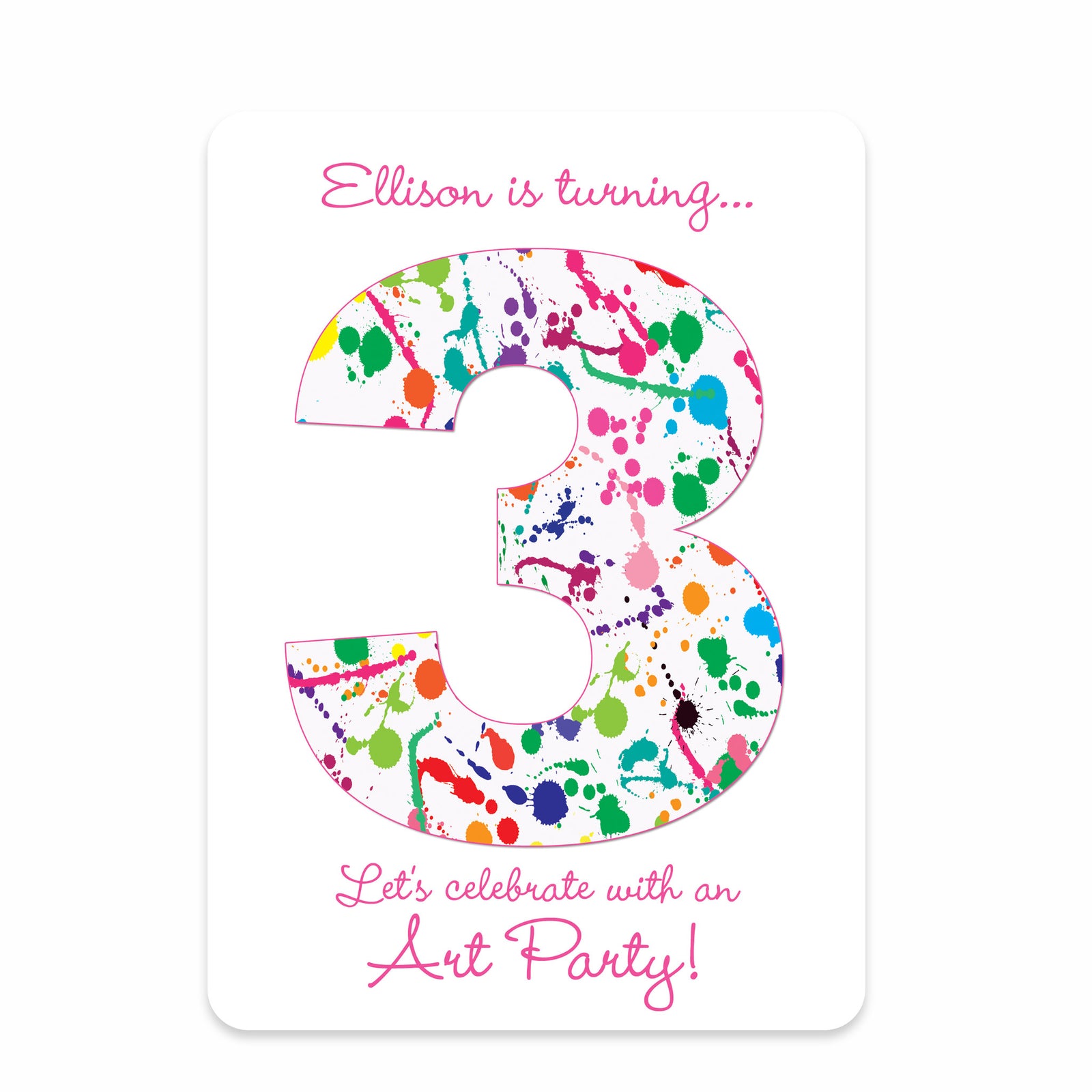 Art Party Paint Splatter Invitation | Pipsy.com