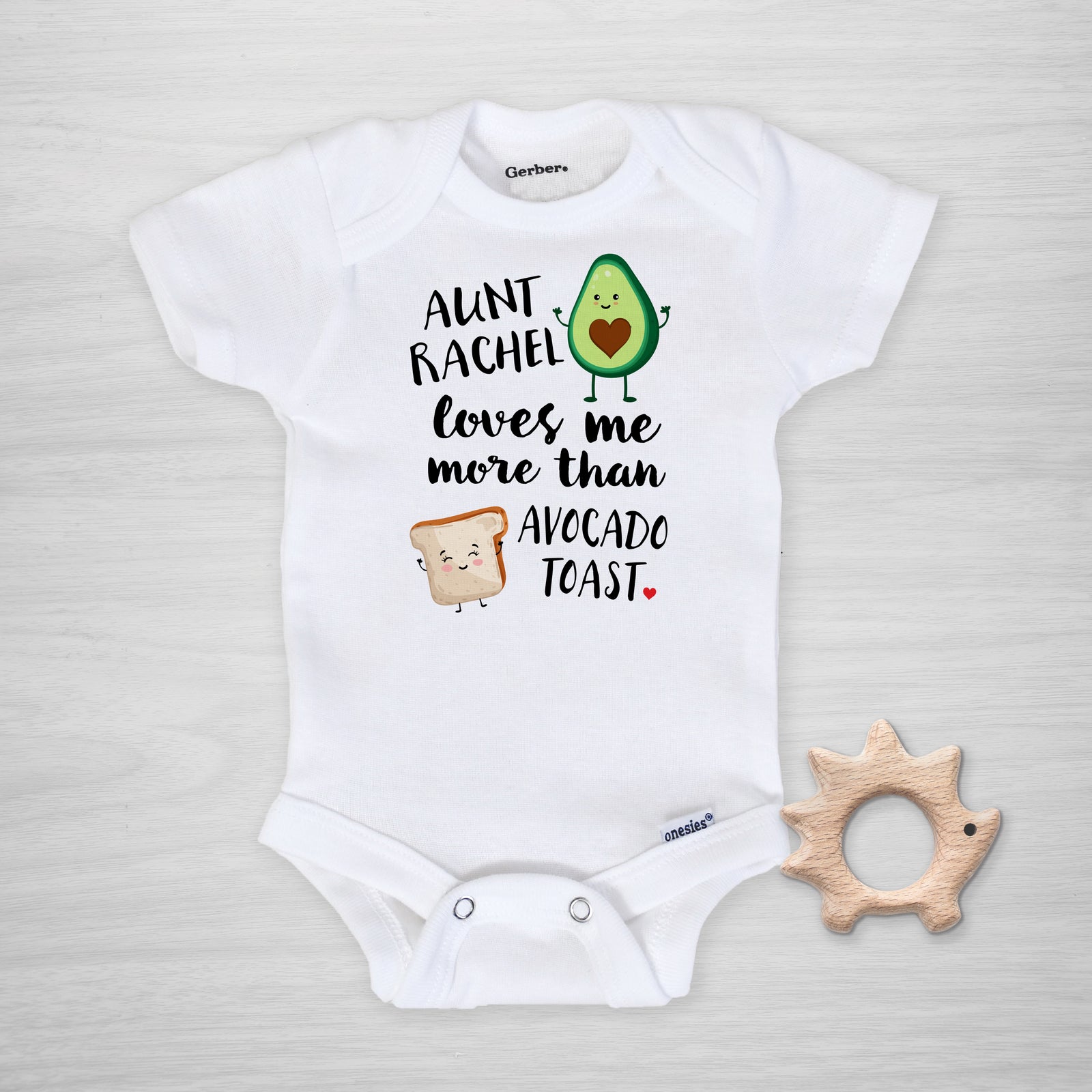 Personalized Aunt Avocado Toast Gerber Onesie, PIPSY.COM