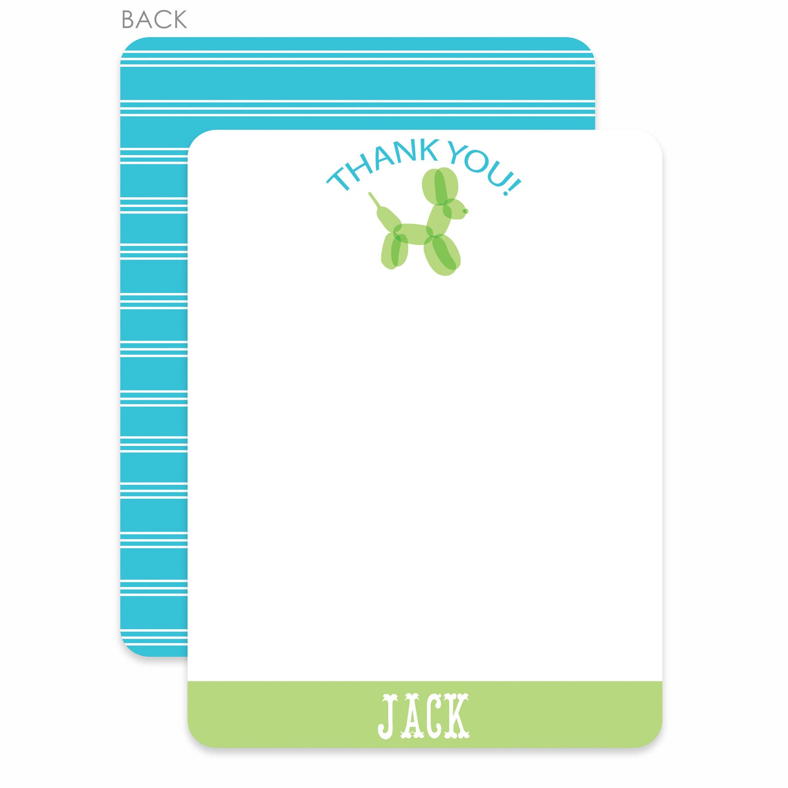 Balloon Animal Flat Notecard | Swanky Press | Blue