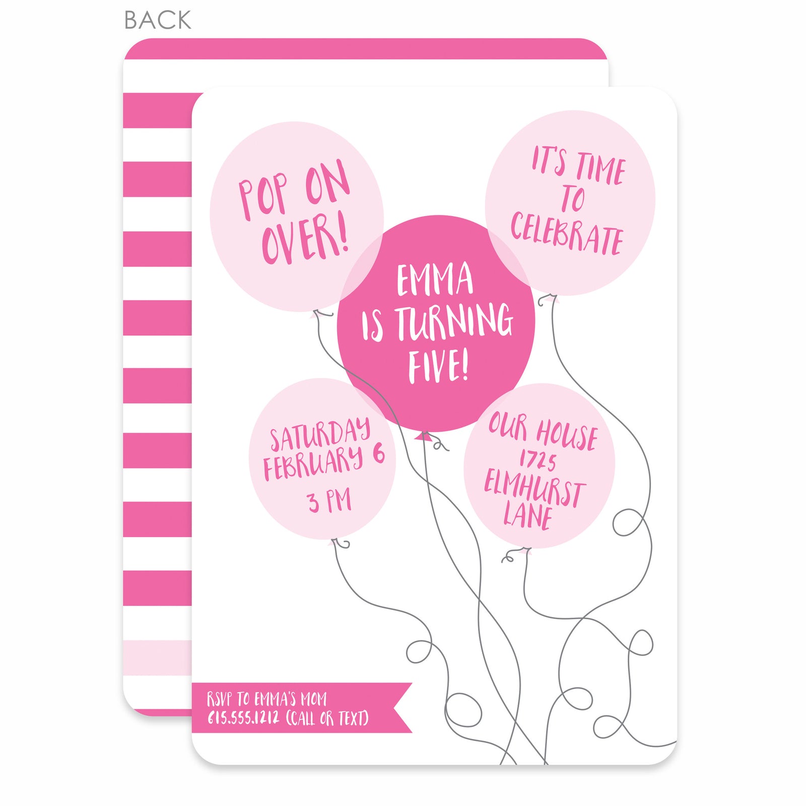 Balloon Birthday Invitation, Pink | Pipsy.com