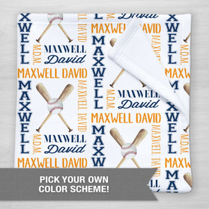 Baseball Personalized Blanket. Pick your own color scheme
