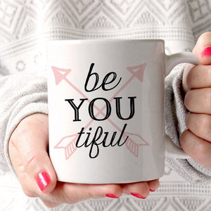 Be-YOU-tiful Mug, Inspirational Mug, Self-Affirmation Mug, Pipsy.COM