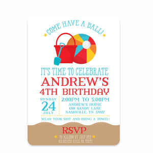 Beach Ball Birthday Invitations | Pipsy.com (front view)