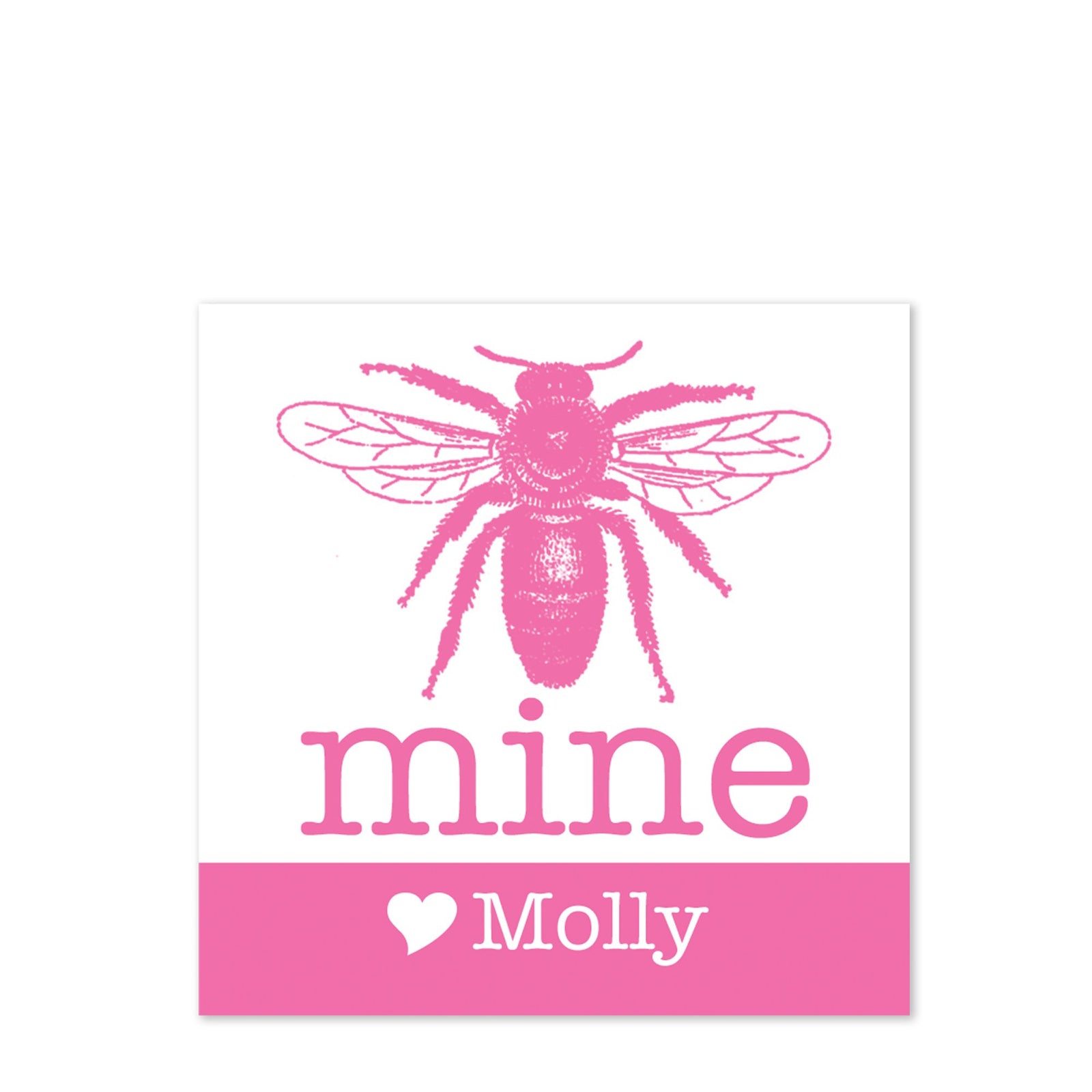 Bee Mine Valentine's Day Class Sticker | Pink and white square sticker for candy bags |PIPSY.COM