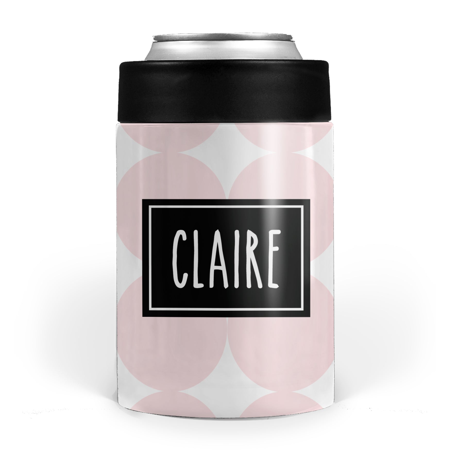 big polka dot personalized double-walled stainless steel koozie, PIPSY.COM