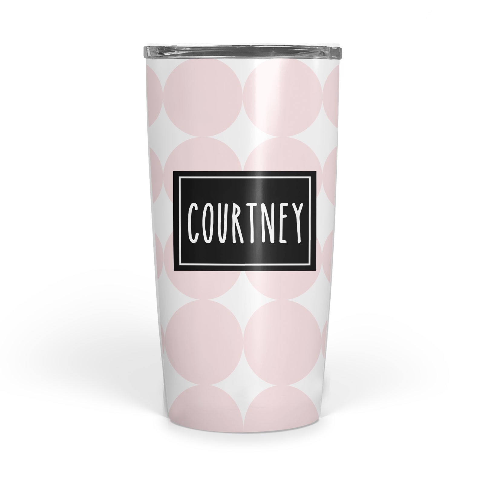 big polka dot double walled stainless steel coffee tumbler, PIPSY.COM