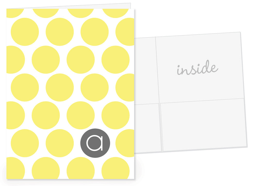 Big dotty in yellow with grey for the initial pocket folders