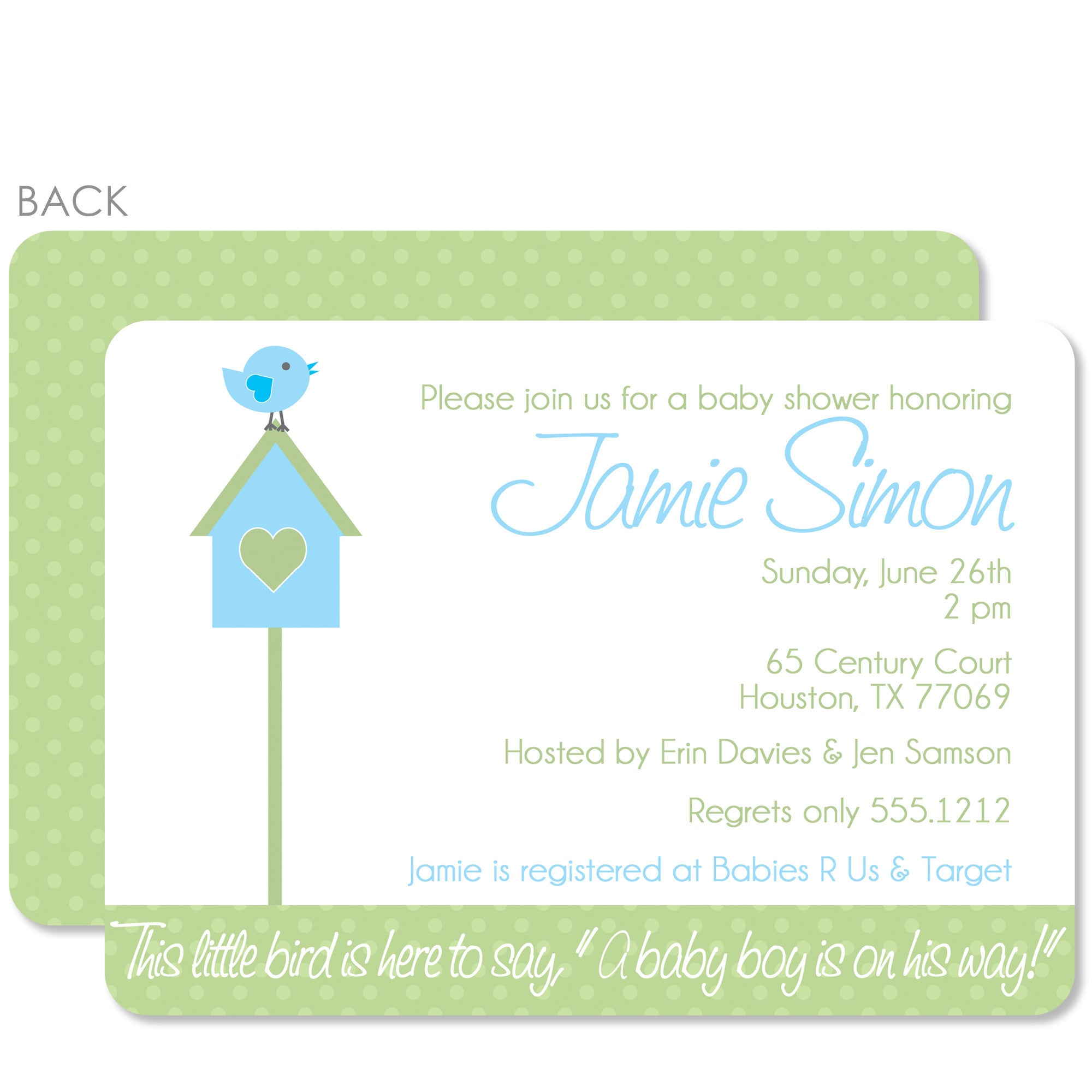 Birdhouse Baby Shower Invitation (Printed)
