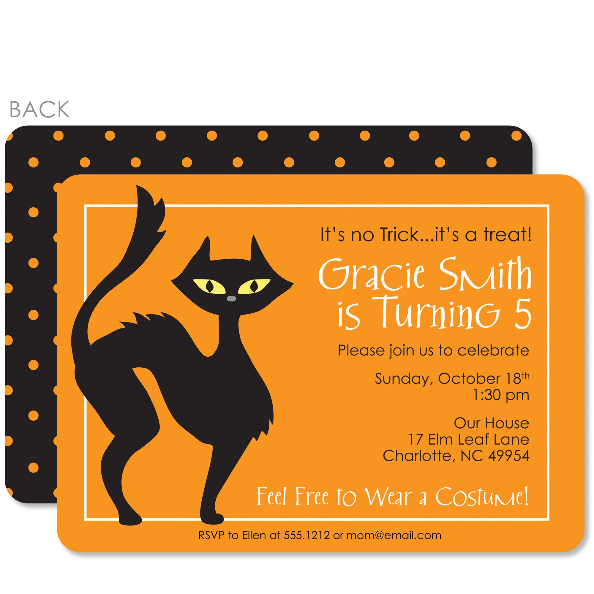Black Cat Halloween Birthday Invitation | PIPSY.COM