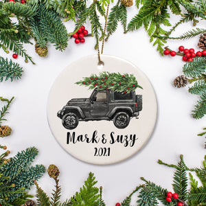 Personalized Christmas Ornament | Black Jeep | Just Married Keepsake Ornament | Pipsy.com
