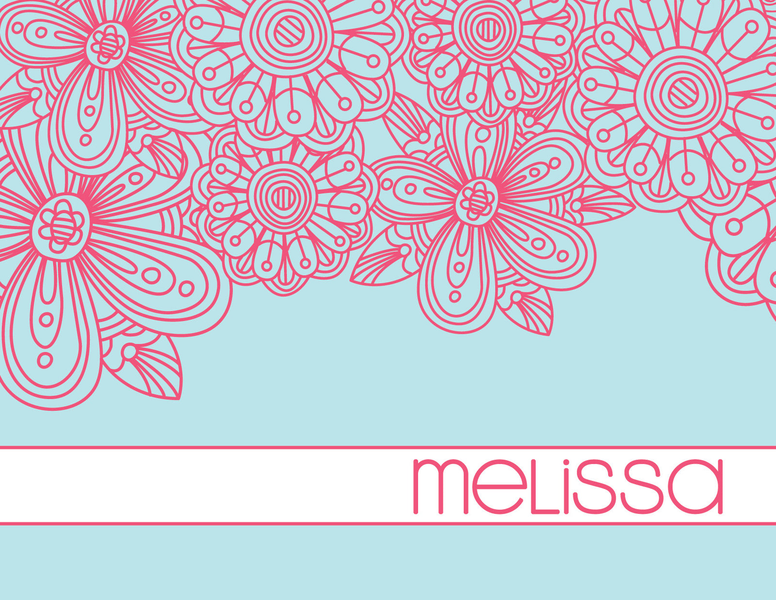 pink and blue floral notecard