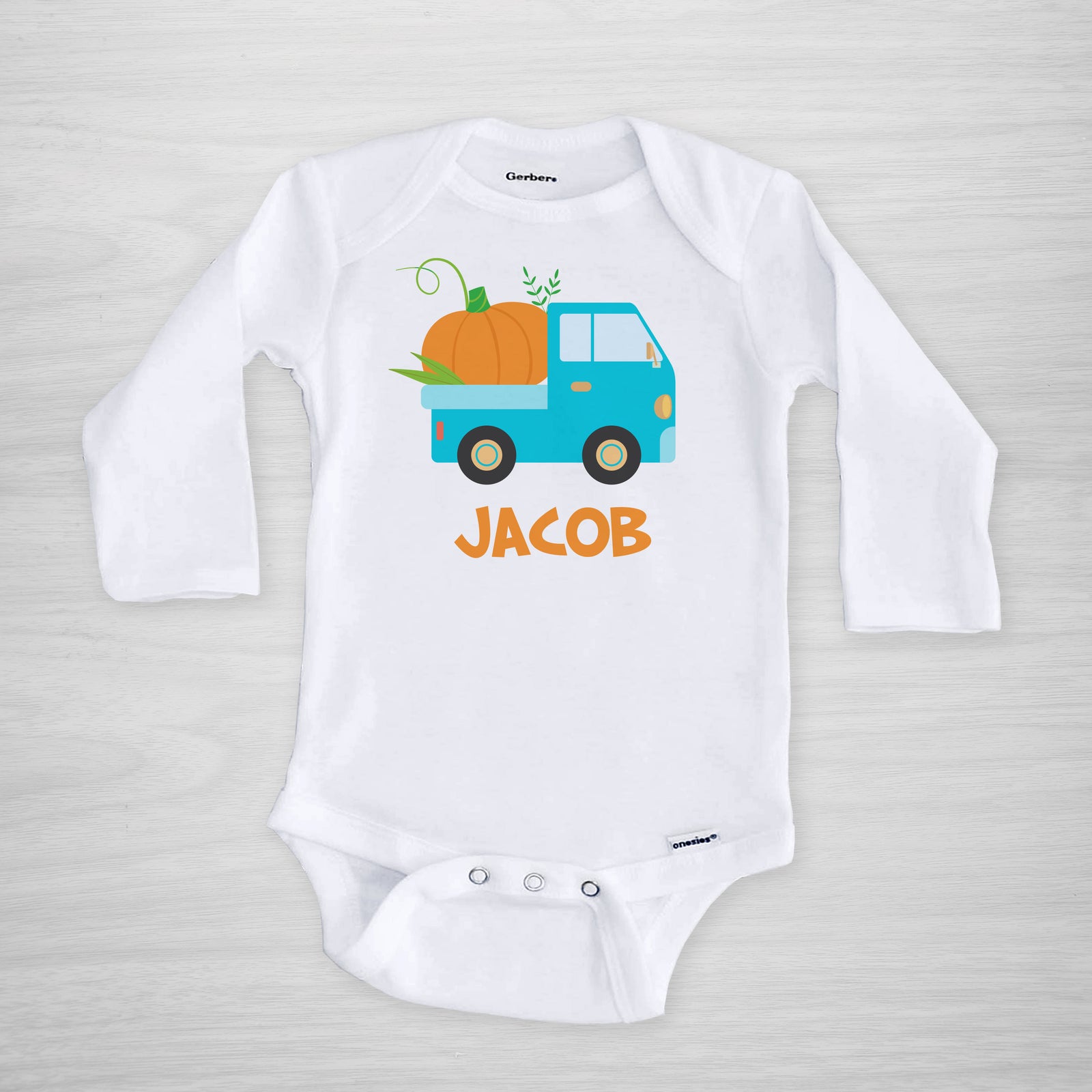 Blue Truck with pumpkin personalized Halloween Onesie®