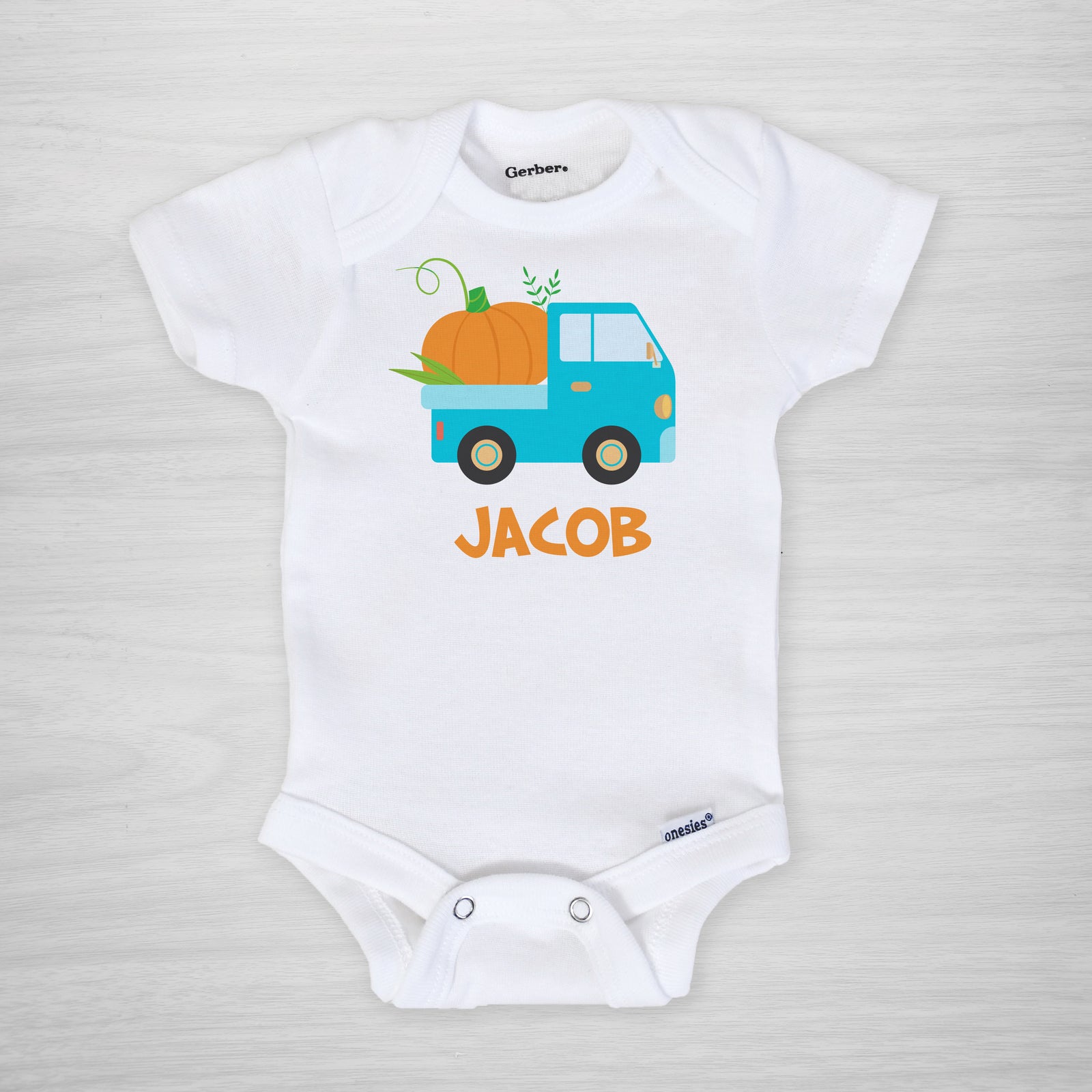 Blue Truck with pumpkin personalized Halloween Onesie®