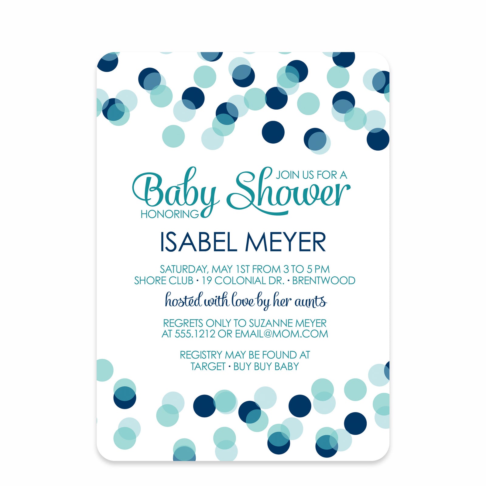Bokeh Baby Boy Shower Invitation