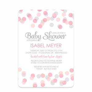 Bokeh Baby Girl Shower Invitation