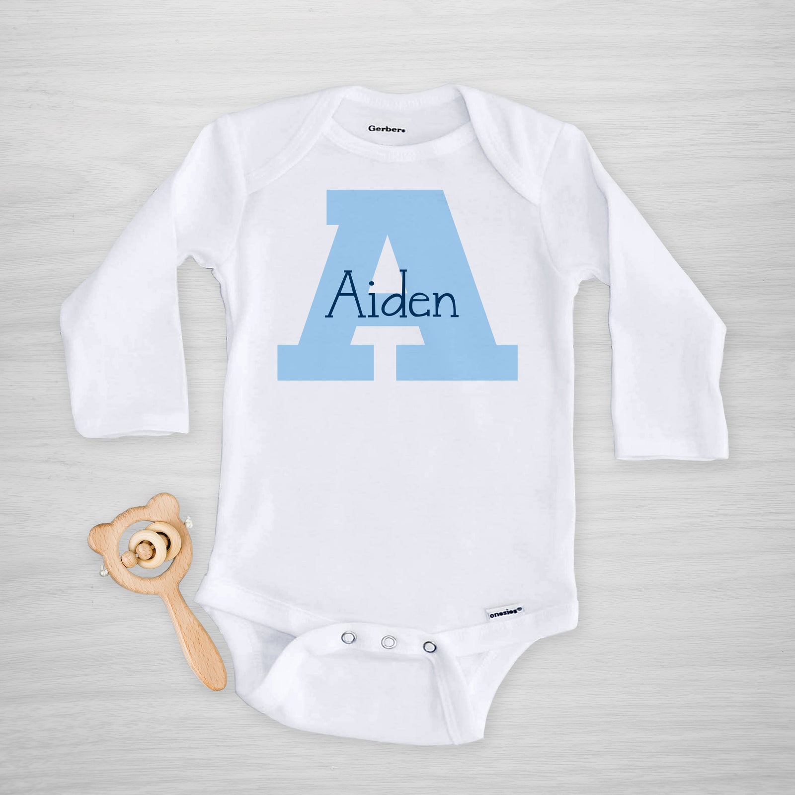 Bold Initial Personalized Gerber Onesie, short sleeved